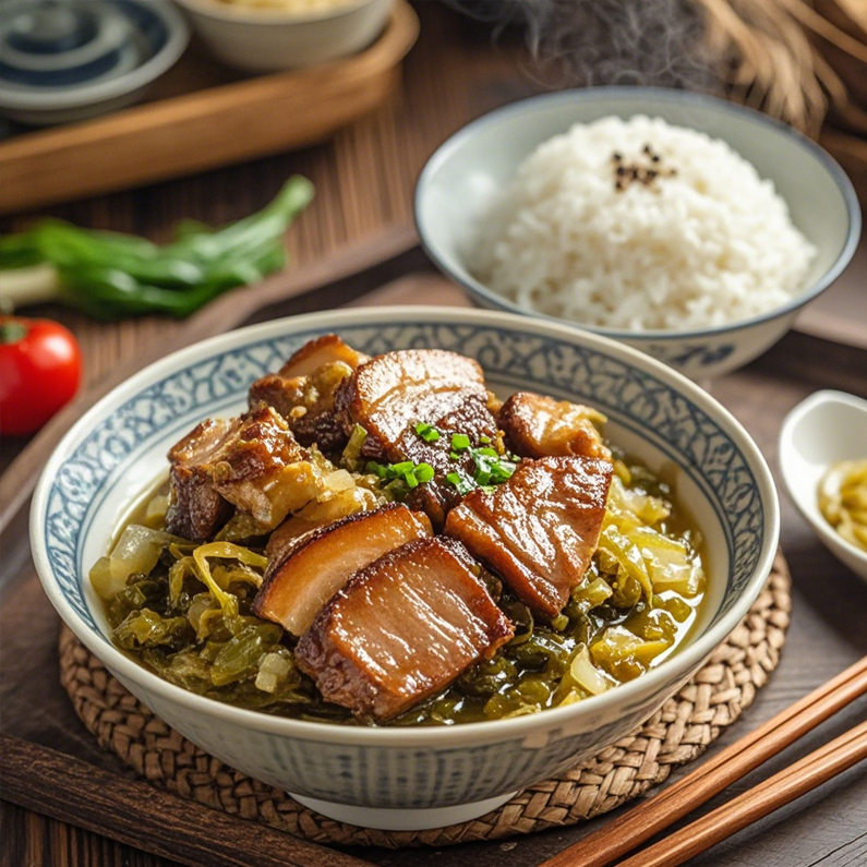 酸菜五花肉骨头+米饭