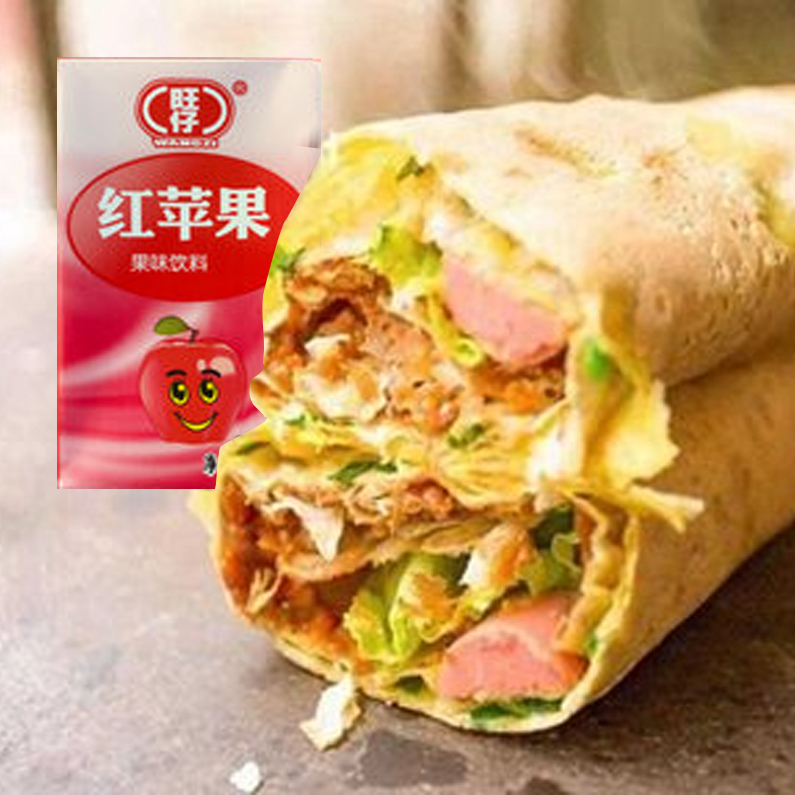 煎饼果子=单蛋+鸡肉肠+果子+红苹果